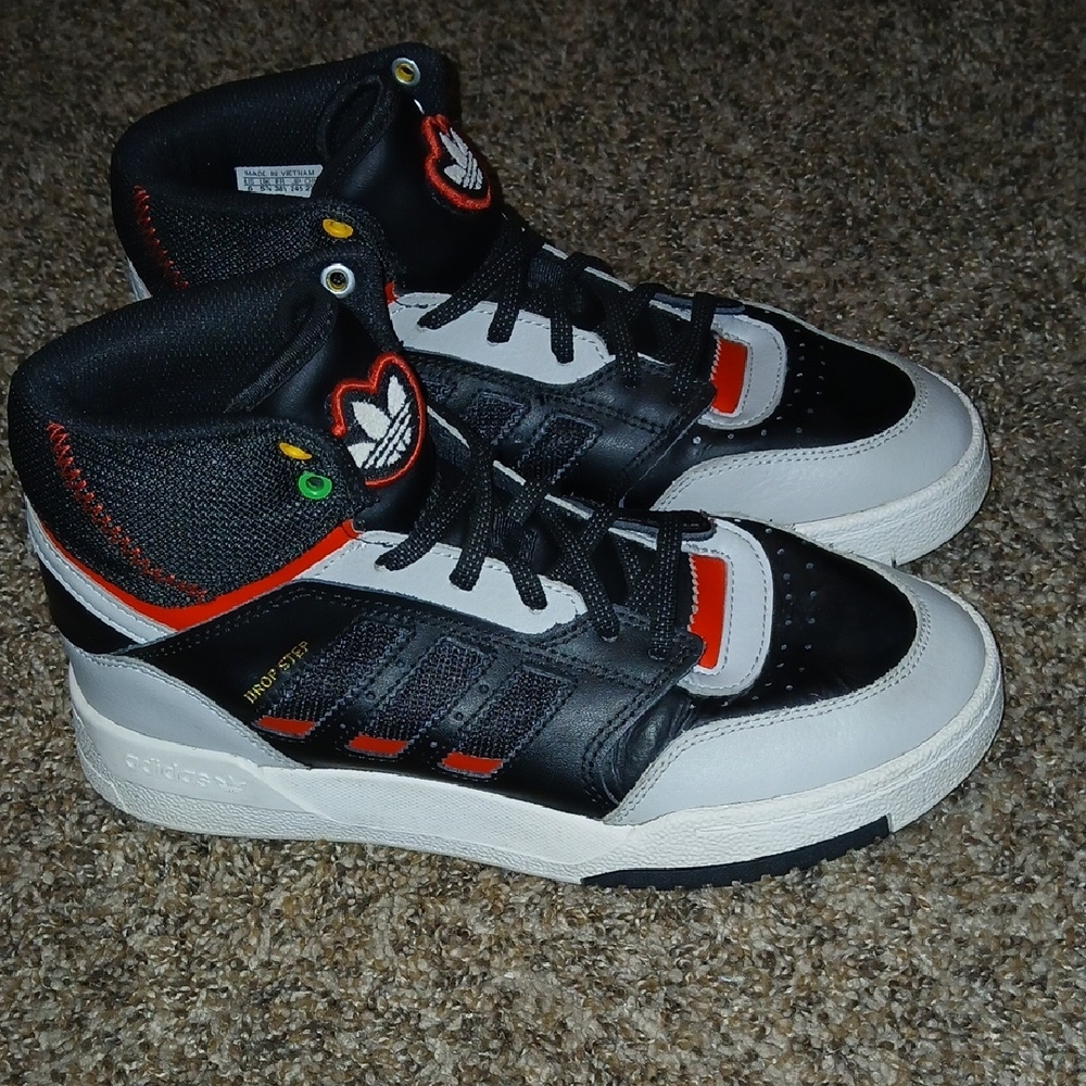 Adidas Junior Unisex Drop Step J Black Red Gray Hightop Sneakers Sz: 6